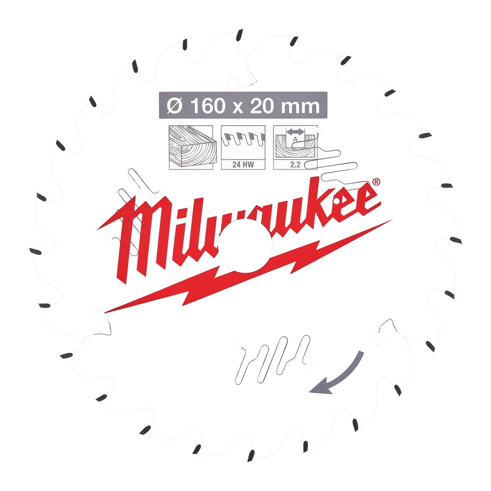 MILWAUKEE Диск пильный для циркулярок WCSB 160x20 Z12 (по дереву) MILWAUKEE 4932471290