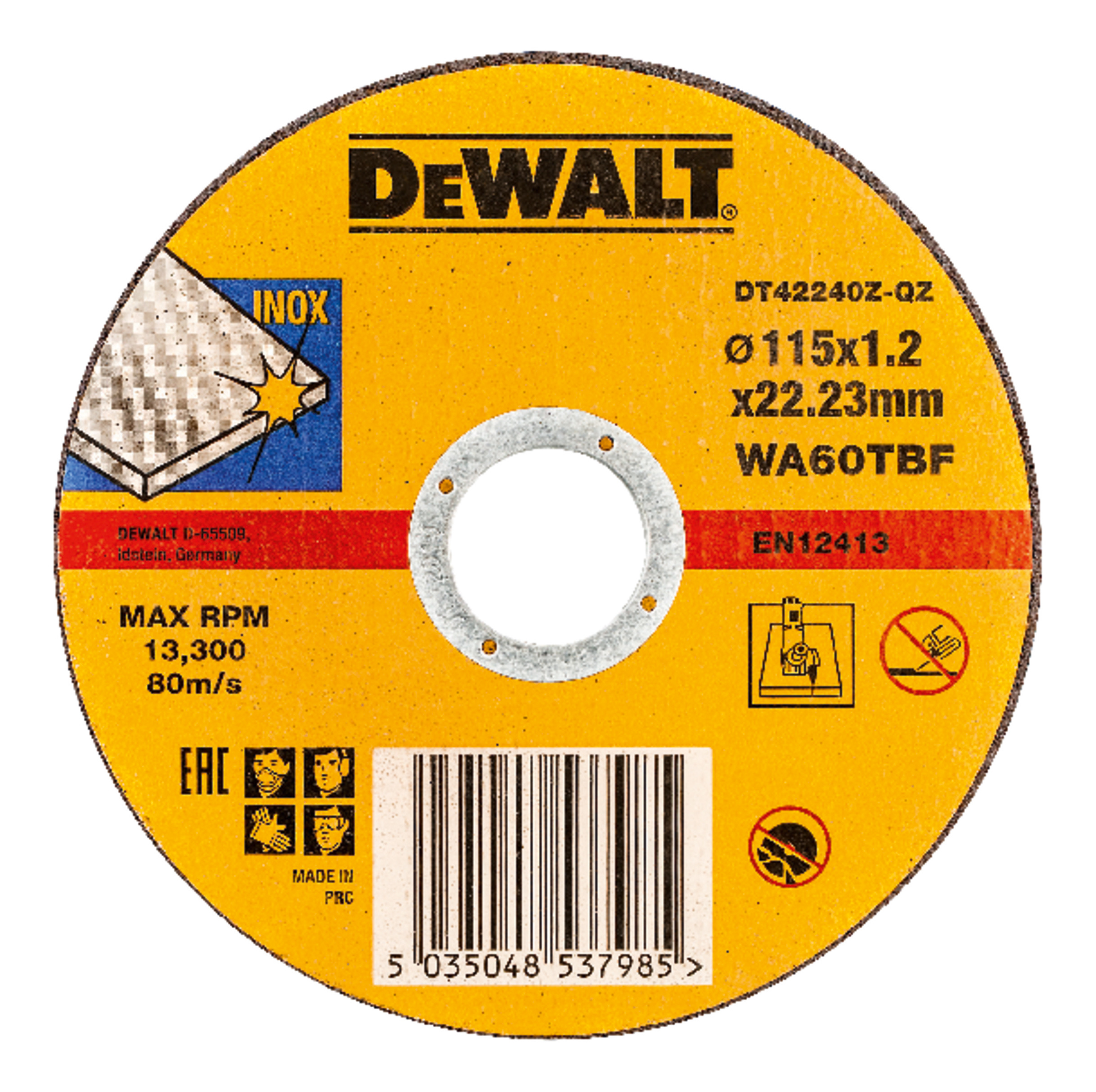 DEWALT Круг отрезной по металлу 115х22.2х1.2мм DEWALT DT42240