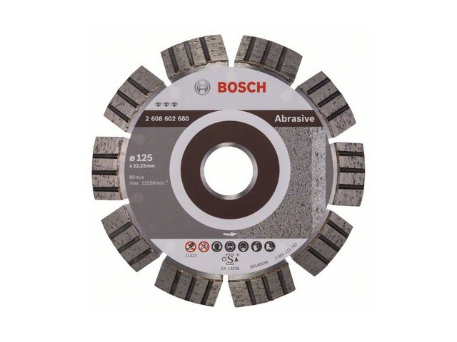 BOSCH Алмазный круг 125х22 мм по абразив. матер. сегмент. Turbo BEST FOR ABRASIVE  (сухая резка) BOSCH 2608602680
