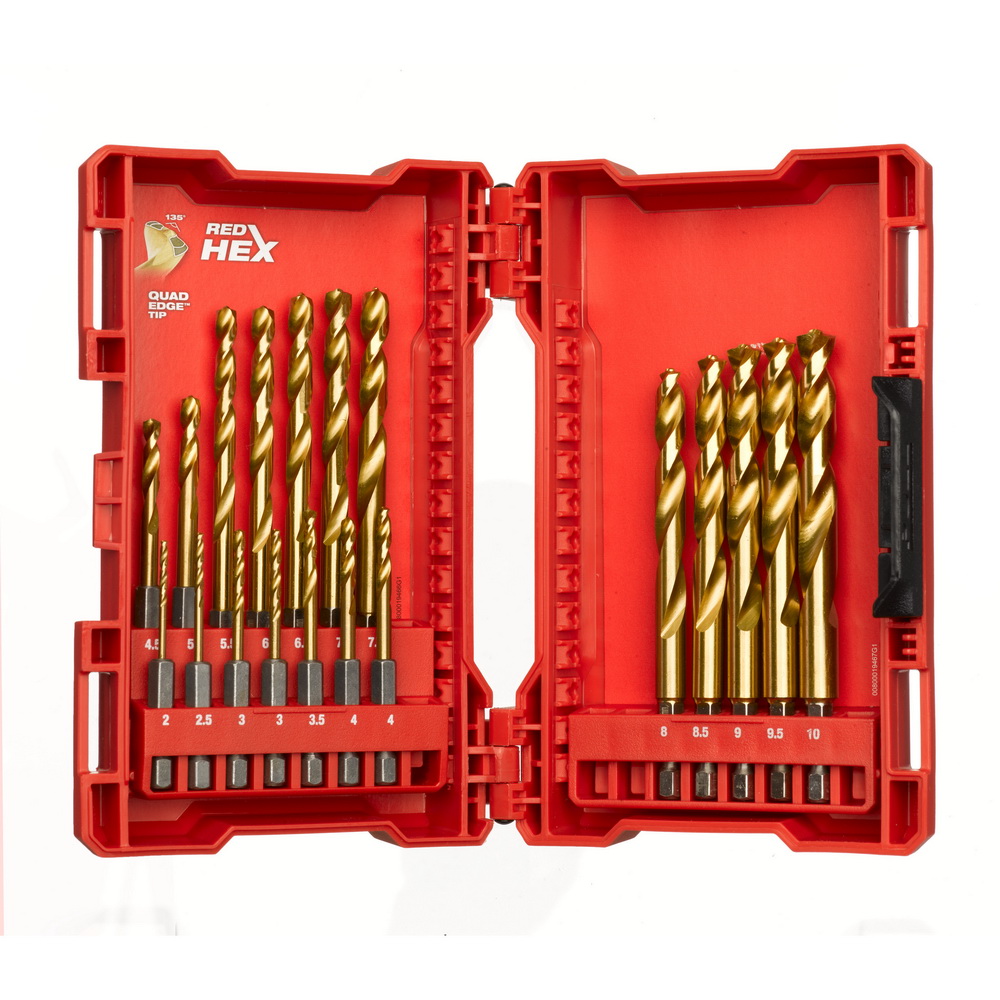 MILWAUKEE Набор сверл по металлу Shockwave HSS-G Tin Red Hex (19 шт) MILWAUKEE 48894760