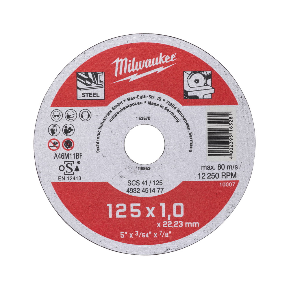 MILWAUKEE Отрезной диск SCS 41/125x1,0x22 мм MILWAUKEE 4932451477