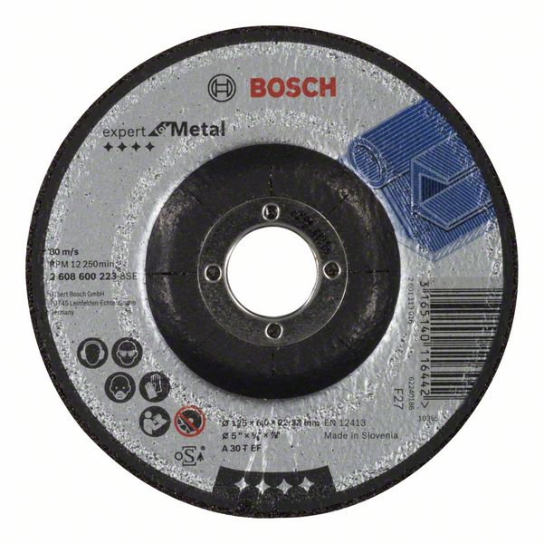 BOSCH Круг обдирочный 125х6x22.2 мм для металла BOSCH 2608600223