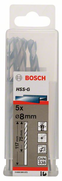 BOSCH 2608595072 Сверло HSS-G STANDARD 8.0ММ по металлу