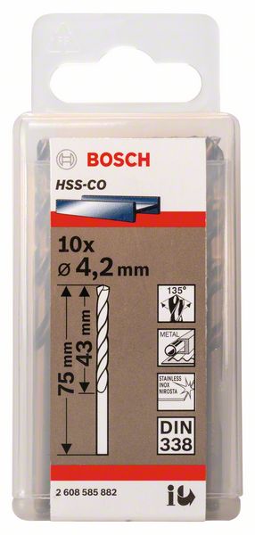 BOSCH 2608585882 Сверло по металлу ц/х 4.2х43х75 мм HSS-Co