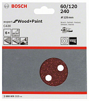 BOSCH Шлифлист 125мм К 60-120-240 Expert for Wood+Paint 8 отв. BOSCH 2608605112