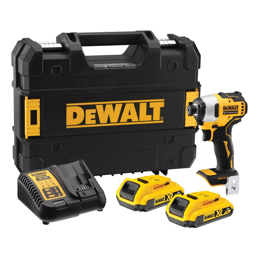 DEWALT Импульсный шуруповерт аккумуляторный ультракомпактный 18 В 2 АКБ 2 Ач ЗУ, Кейс TSTAK DEWALT DCF809D2T
