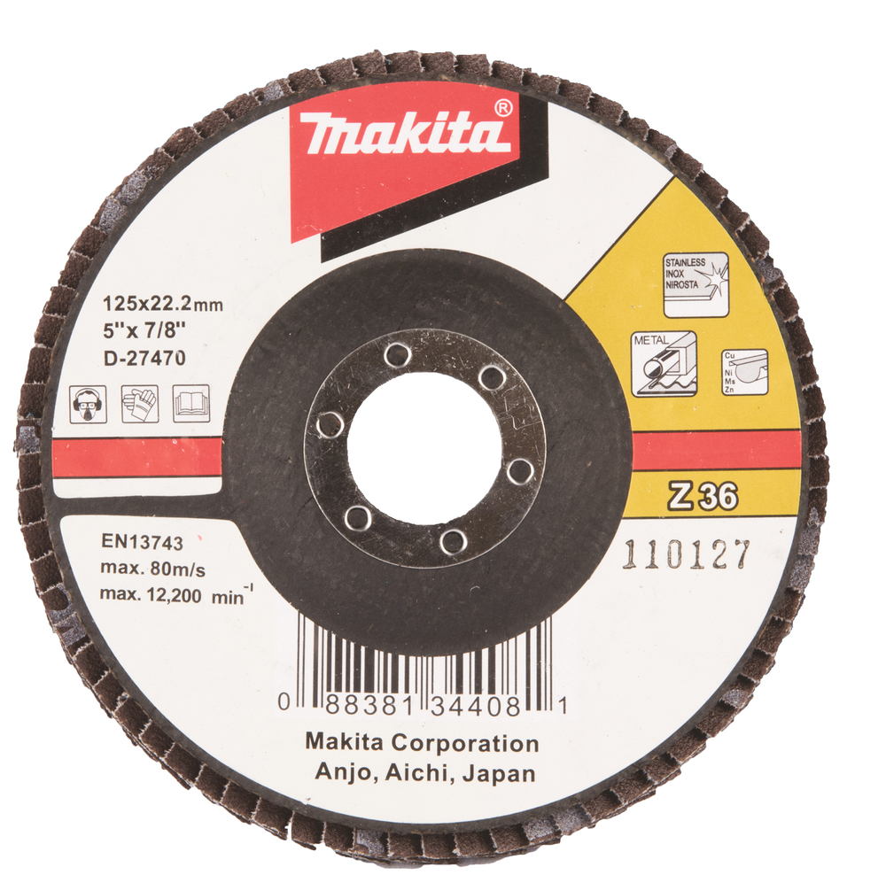 MAKITA Лепестковый шлифовальный диск Z36, 125мм, стекловолокно, угловой MAKITA D-27470
