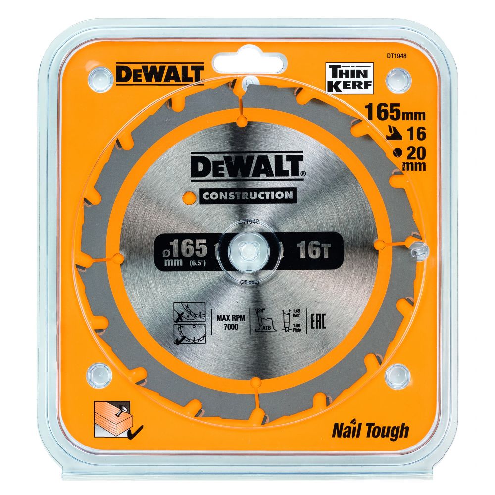 DEWALT Пильный диск CONSTRUCT 165х20 16 ATB для демонтажных работ DEWALT DT1948-QZ