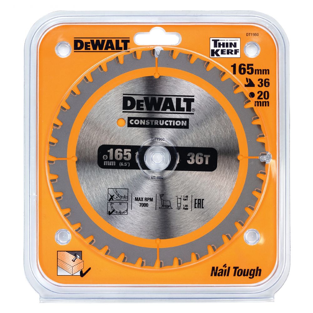 DEWALT Пильный диск CONSTRUCT 165/20 36 FTG +3 DEWALT DT1950-QZ
