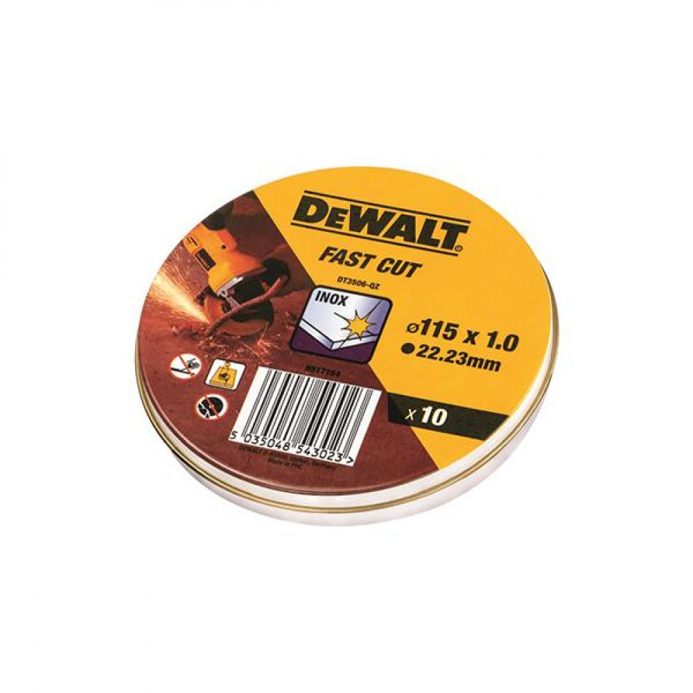 DEWALT Круг отрезной 125 х 22 х 1 мм в жестяной таре 10 шт DEWALT DT3507