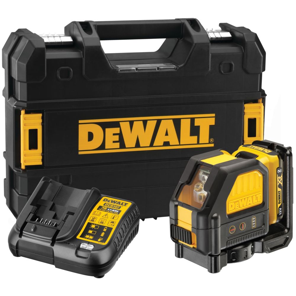 DEWALT Cамовыравнивающийся КРАСНЫЙ лазерный уровень - перекрещивающиеся горизонтальная и вертикальная проек DEWALT DCE088D1R