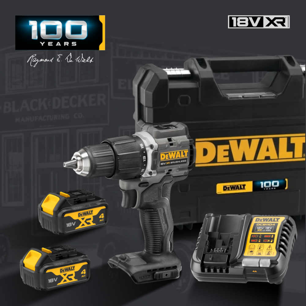 DEWALT Шуруповерт ударный аккум. в чем. TSTAK (18V, 2*4.0Ah, 68 Нм, 2 скор, BL-motor) DEWALT DCD100M2T