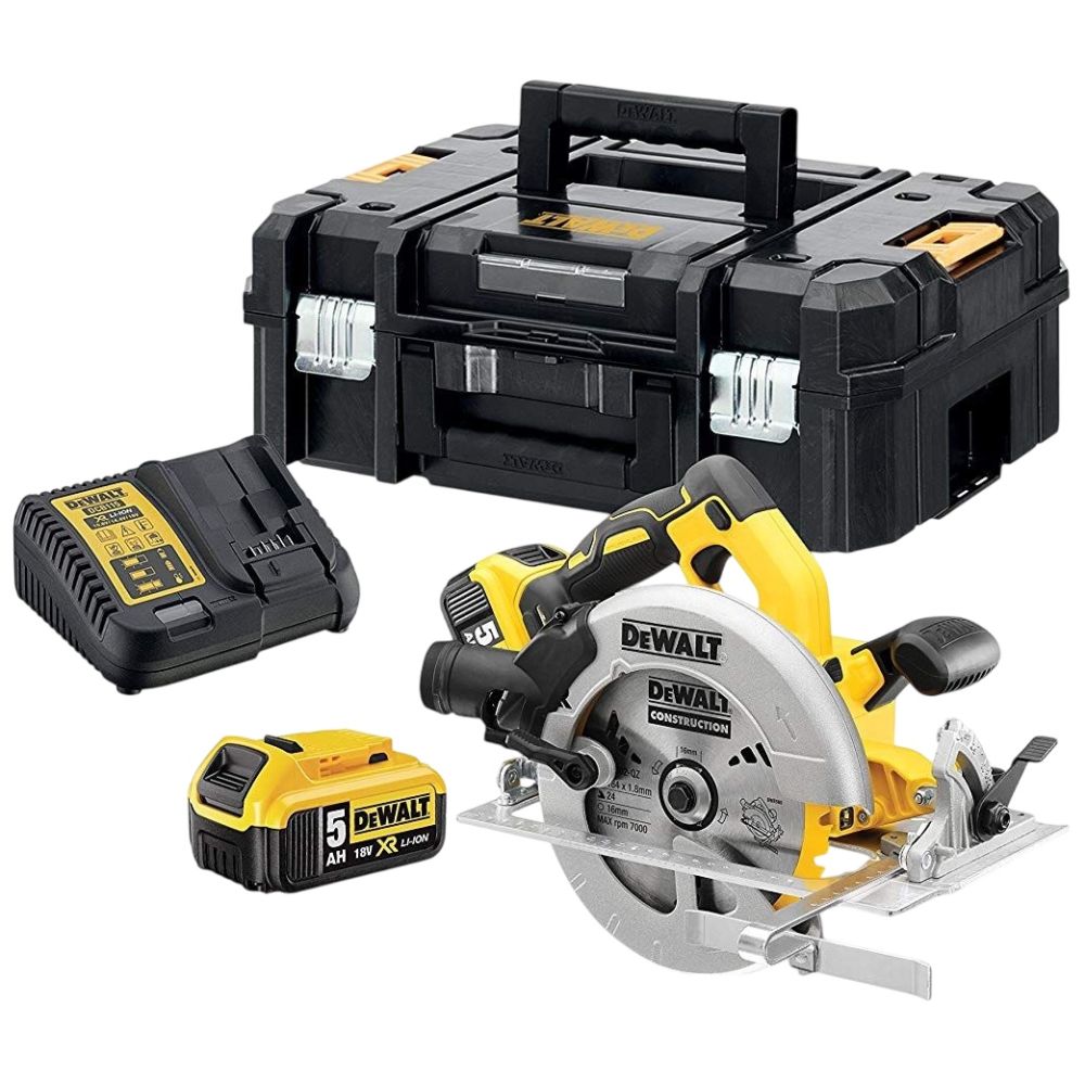 DEWALT Пила дисковая аккумуляторная с бещеточным двигателем DCS570 18В, глубина пропила 64мм (чемодан TSTAK VI, 2 АКБ 5,0Ач, ЗУ DEWALT DCS570P2