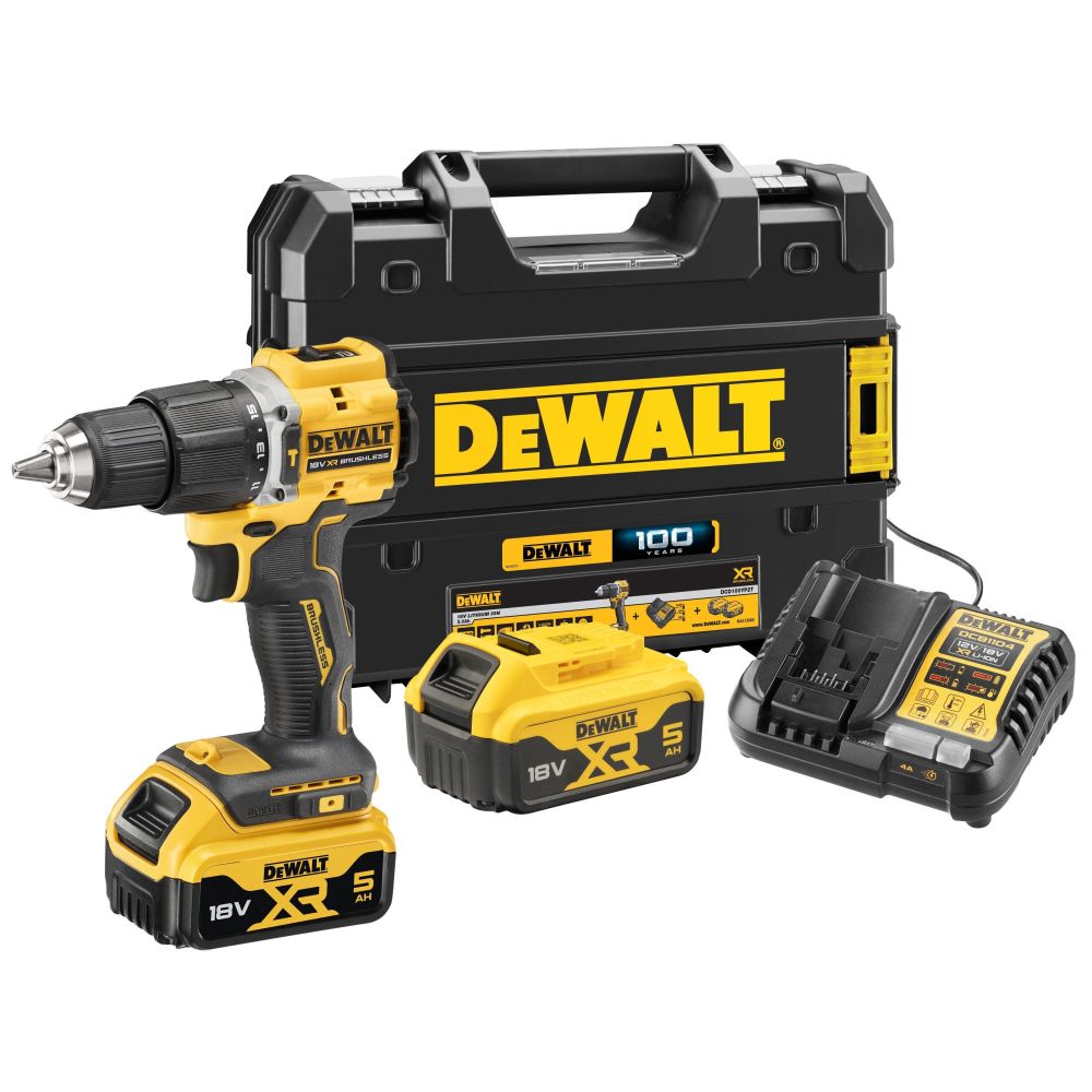 DEWALT DCD100YP2T Шуруповерт уд. аккум. в чемодане (18V, 2*5.0Ah, 68 Нм, 2 скор, BL-motor)