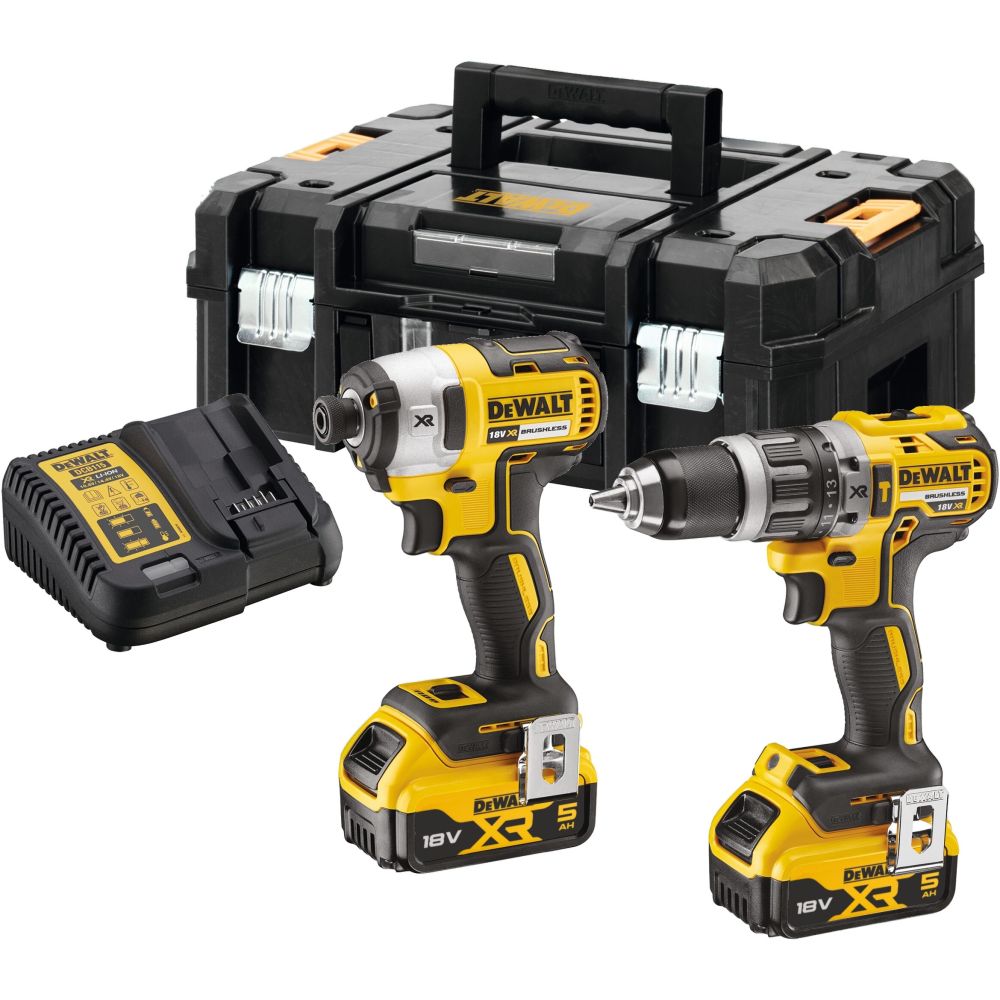 DEWALT Набор аккумуляторный: ударный шуруповерт DCD796 18V+ винтоверт DCF887 18V+ 2 АКБ 18V + БЗУ DEWALT DCK266P2T