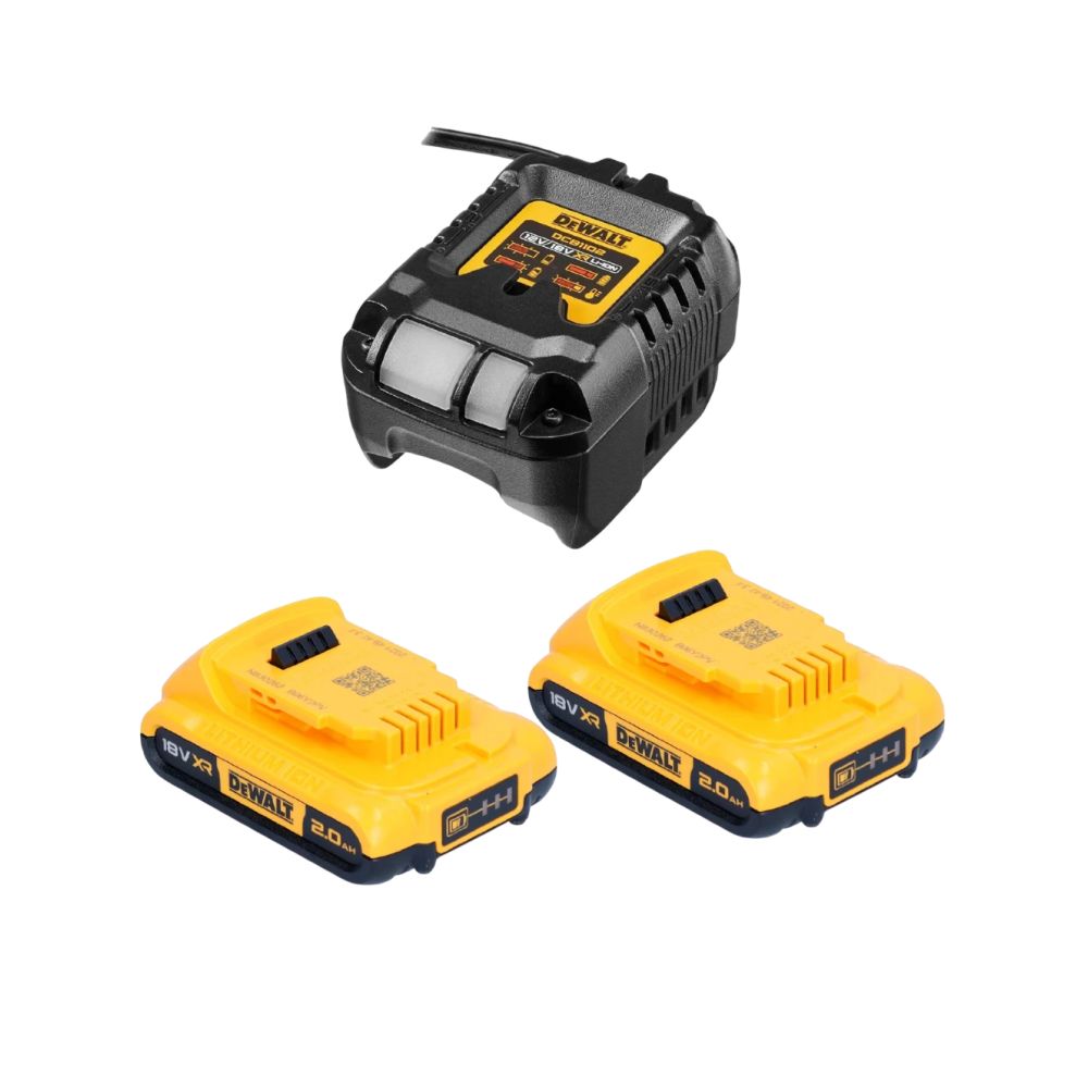DEWALT Набор: зарядное устройство DCB1102 (12V/18V) + аккумуляторы (2*2.0Аh) DEWALT DCB1102D2