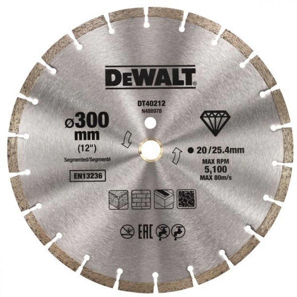 DEWALT Алмазный круг сегментный универсальный 300Х25.4/20мм DEWALT DT40212-QZ