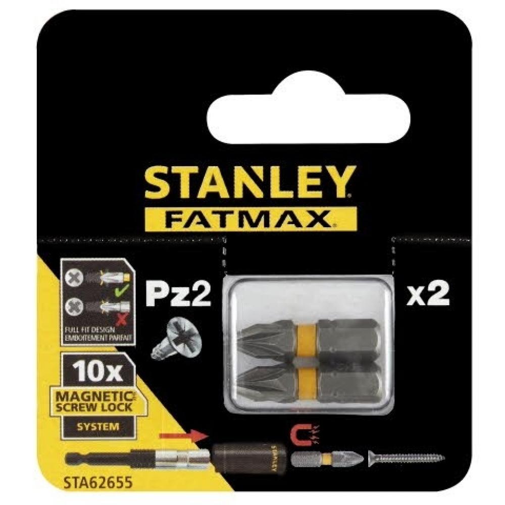 Stanley Биты FatMax Magnetic Screw Lock PZ2х25мм, 2 шт Stanley STA62655-XJ
