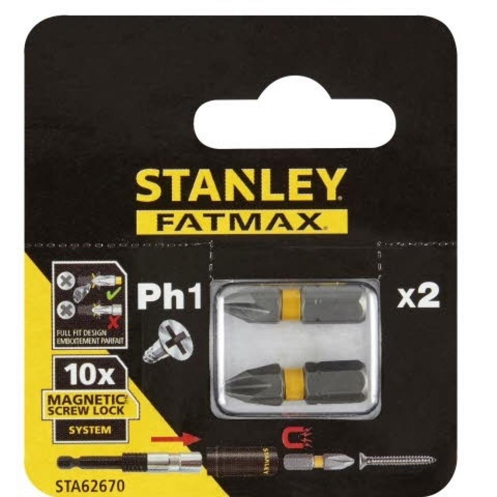 Stanley Биты FatMax Magnetic Screw Lock PH1х25мм, 2 шт Stanley STA62670-XJ