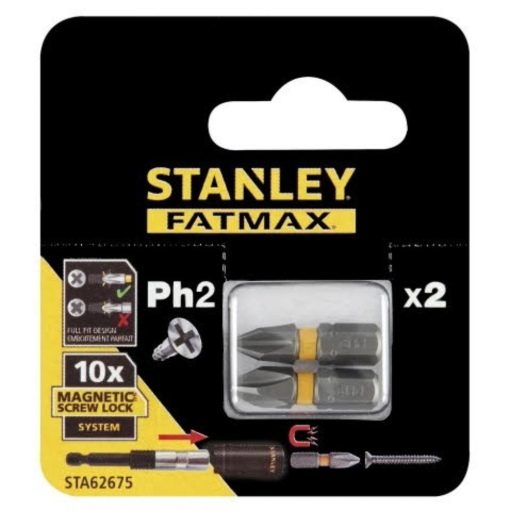 Stanley Биты FatMax Magnetic Screw Lock PH2х25мм, 2 шт Stanley STA62675-XJ