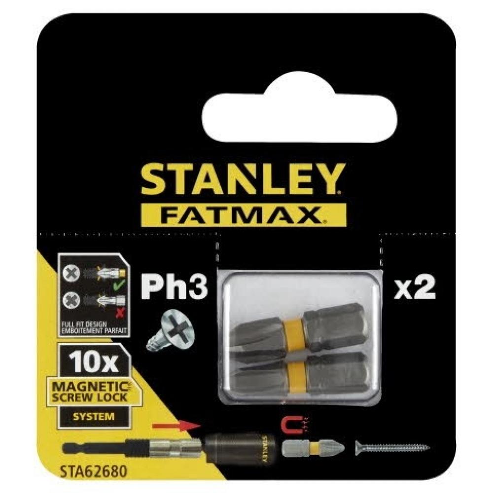 Stanley Биты FatMax Magnetic Screw Lock PH3х25мм, 2 шт Stanley STA62680-XJ