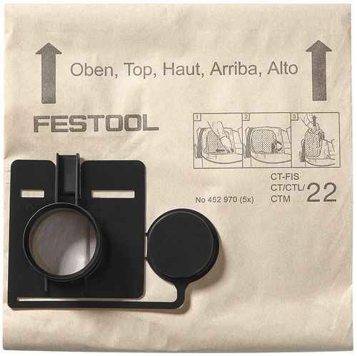 FESTOOL Мешок-пылесборник FIS-CT/CTL/CTM 22/5 для приема и утилизации отходов без пыли (5шт.) FESTOOL 452970