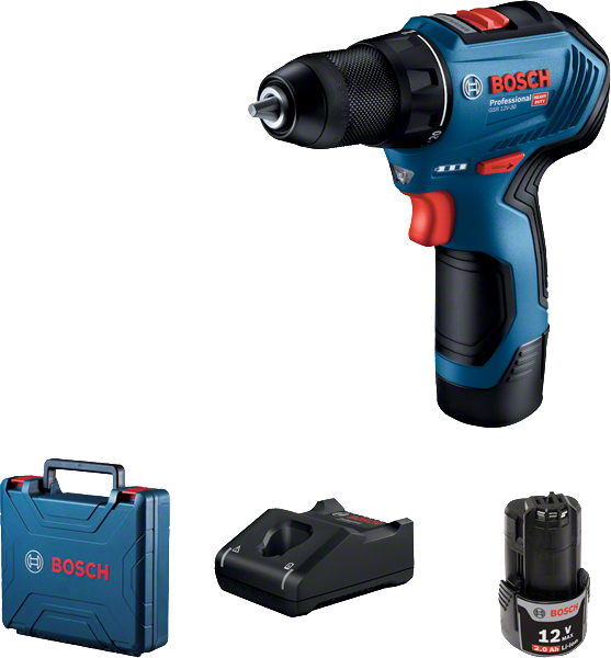 BOSCH Аккум. дрель-шуруповерт GSR 12V-30 в чем. (12.0 В, 2 акк., 2.0 А/ч Li-Ion, 2 скор., 30 Нм, шурупы до BOSCH GSR 12V-30 06019G9000