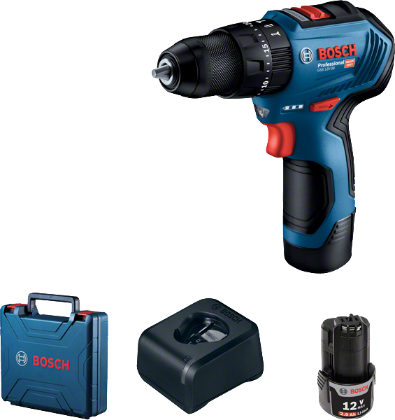 BOSCH Аккум. ударная дрель-шуруповерт GSB 12V-30 в чем. (12.0 В, 2 акк., 2.0 А/ч Li-Ion, 2 скор., 30 Нм, ш BOSCH GSB 12V-30 06019G9100