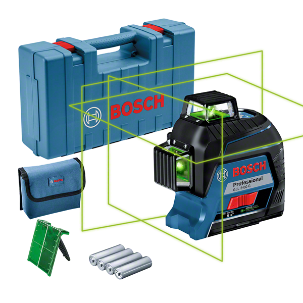 BOSCH Нивелир лазерный линейный GLL 3-80 G в чем. (проекция: 3 плоскости 360, до 120 м, +/- 0.20 мм/м, ре BOSCH 0601063Y00