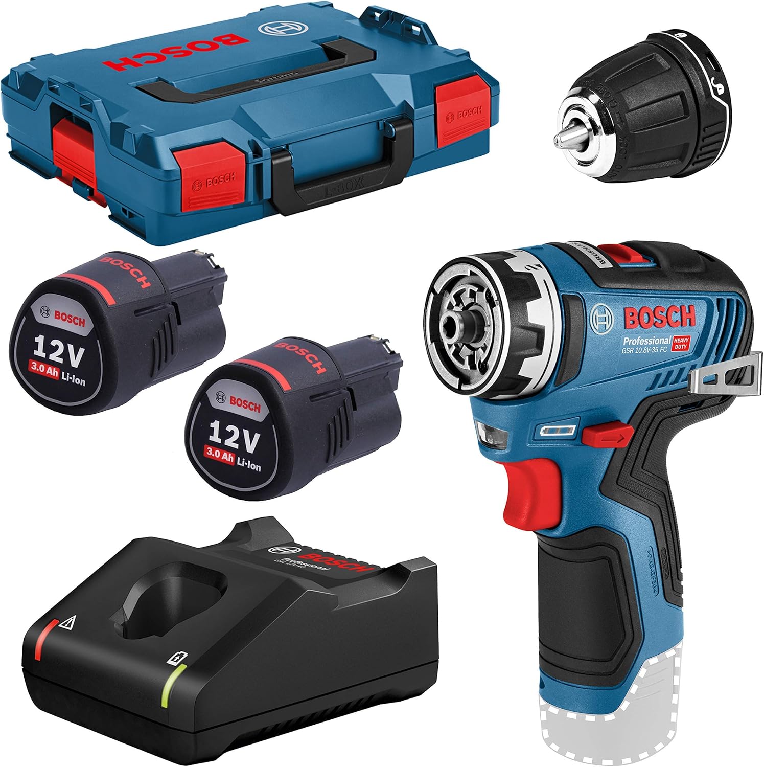 BOSCH Аккумуляторная дрель-шуруповерт Li-Ion 12 В GSR 12V-35 FC BOSCH 06019H3001