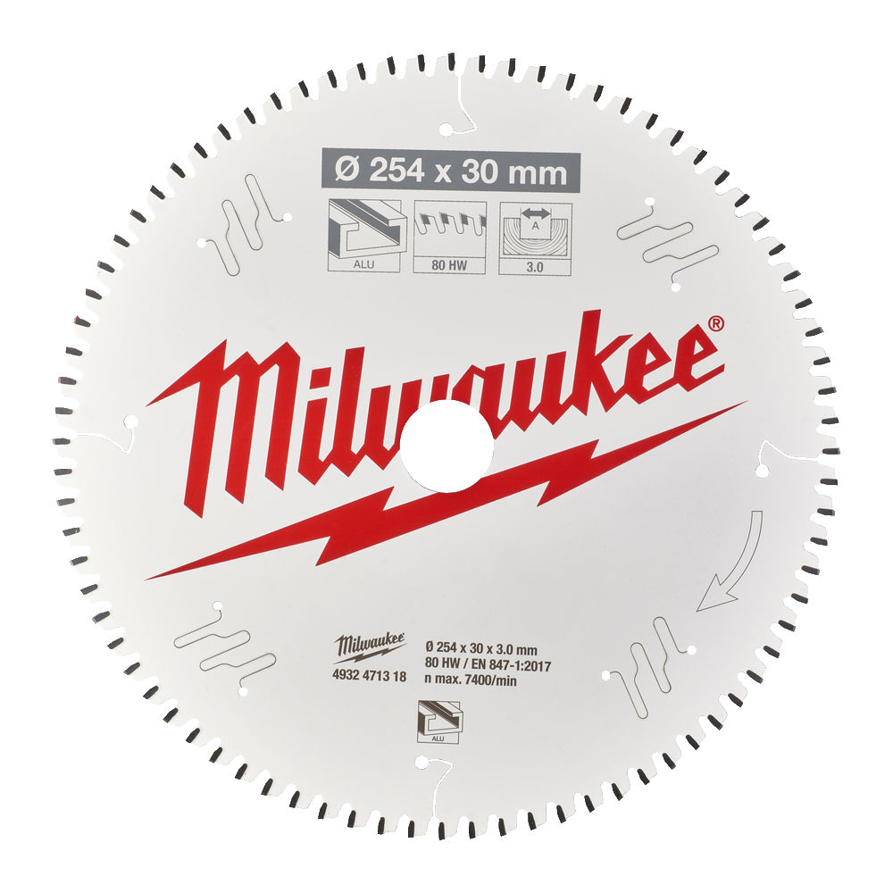 MILWAUKEE Диск пильный 254х30мм 3,0 Z80, -5град для алюминия MILWAUKEE 4932471318