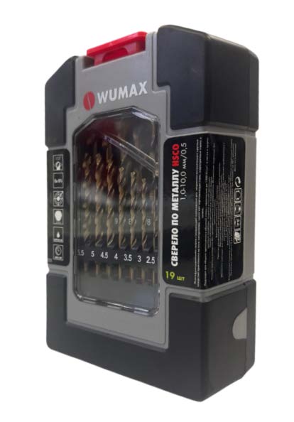 WUMAX Набор сверел по металлу HSCO (5% Co) DIN338, 19 шт. 1-10 мм./0,5 WUMAX 162400019