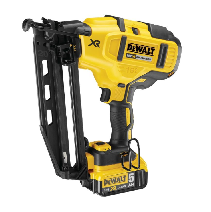 DEWALT Пистолет гвоздезабивной аккуммуляторный в сумке (18V, 2*5.0Ah, гвозди: 32-63мм, d1.6мм) DEWALT DCN660P2