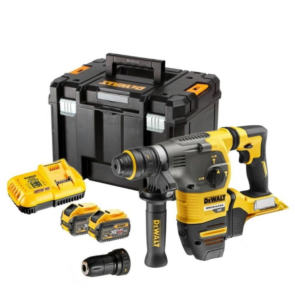 DEWALT Перфоратор аккум. DCH334X2 SDS-Plus в чем. TSTAK VI (54В, 9.0Ah*2, 3.5Дж, макс. d = 30мм 4,7 кг) DEWALT DCH334X2