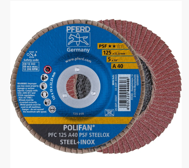 PFERD Круг шлифовальный лепестковый PFC 125 А40 PSF STEELOX 125х22,23 мм (арт. 67744125) PFERD 895115