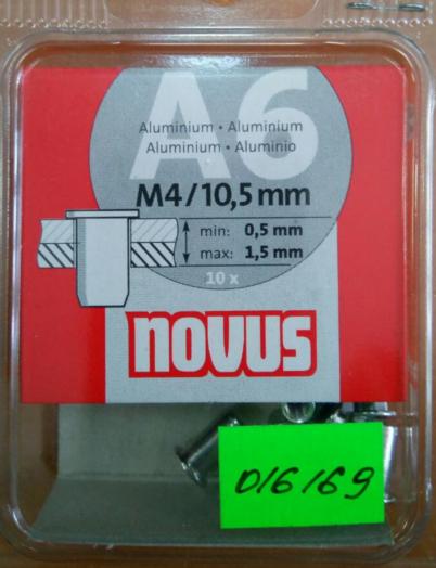 Novus Заклепки алюминиевые резьбовые A6- M4/10.5 6x10.5 мм блистер 10 шт Novus 045-0041