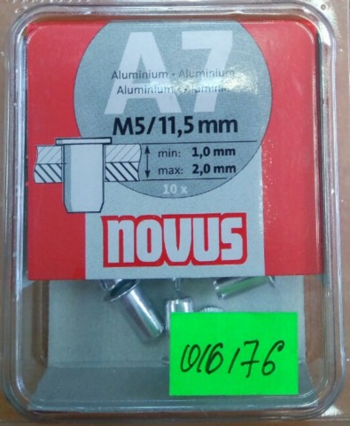 Novus Заклепки алюминиевые резьбовые A7 - M5/11.5 7x11.5 мм блистер 10 шт Novus 045-0042
