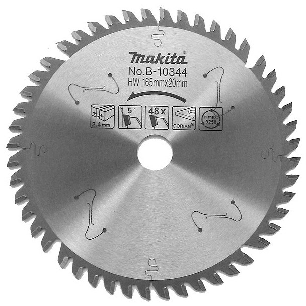 MAKITA Пильный диск для кориана 165x20x1,7x48T (для погружных пил) MAKITA B-10344