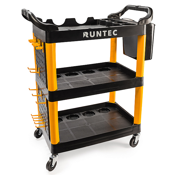 Runtec Тележка с тремя открытыми полками (перфорированная боковина с крючками), черная Runtec RT-PP3