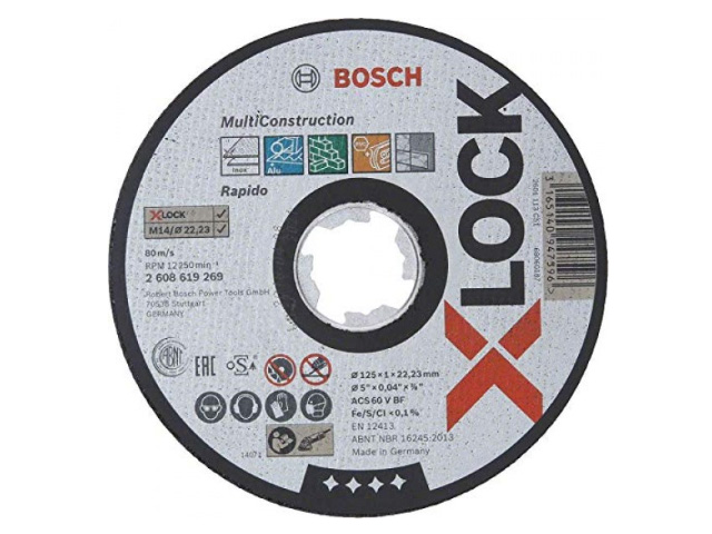 BOSCH Отрезной круг X-LOCK 125x1x22.23 мм Multi Material BOSCH 2608619269