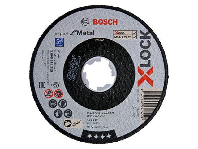 BOSCH Круг отрезной 125х2.5x22.2 мм для металла X-LOCK Expert for Metal (прямой, подходит для всех типов У BOSCH 2608619255