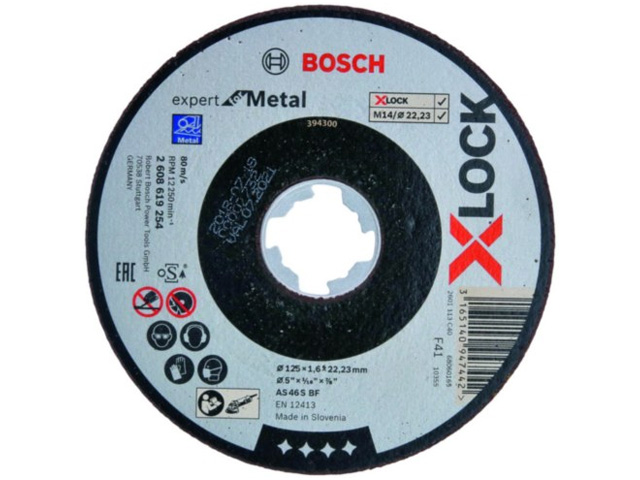 BOSCH Круг отрезной 125х1.6x22.2 мм для металла X-LOCK Expert for Metal (прямой, подходит для всех типов У BOSCH 2608619254