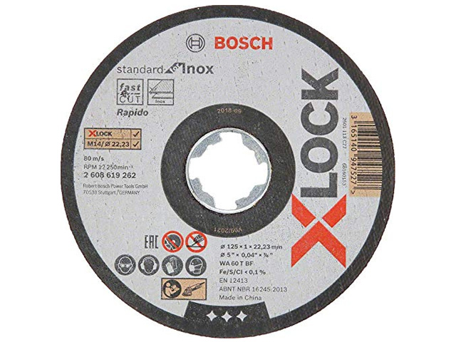 BOSCH Круг отрезной 125х1.0x22.2 мм для нерж. стали X-LOCK Standard for Inox (прямой, подходит для всех ти BOSCH 2608619262