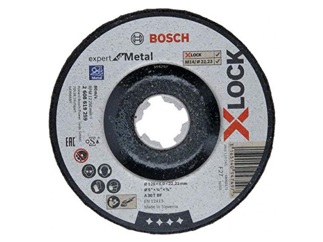 BOSCH Круг обдирочный 125х6x22.2 мм для металла X-LOCK Expert for Metal (подходит для всех типов УШМ) BOSCH 2608619259