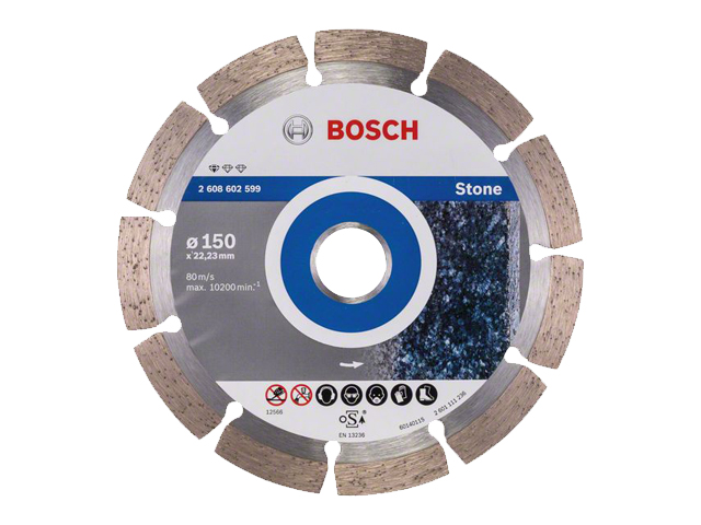 BOSCH Алмазный круг 150х22 мм по камню сегмент. STANDARD FOR STONE (сухая резка) BOSCH 2608602599