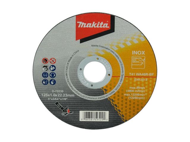 MAKITA Абразивный отрезной диск для стали/нержавеющей стали плоский WA46R, 125х1х22,23 MAKITA D-75530