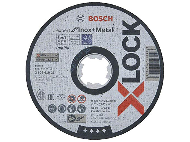 BOSCH Круг отрезной 125х1.0x22.2 мм для нерж. стали X-LOCK Expert for Inox + Metal (прямой, подходит для в BOSCH 2608619264
