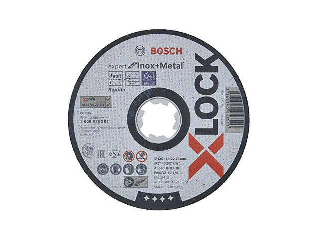BOSCH Круг отрезной 125х1.6x22.2 мм для нерж. стали X-LOCK Standard for Inox (прямой, подходит для всех ти BOSCH 2608619363