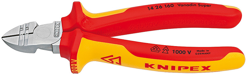 KNIPEX Кусачки боковые для удаления изоляции 160 мм хромированные, до 1000 V KNIPEX 1426160
