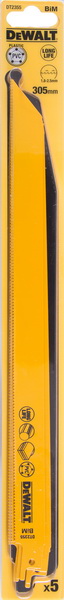 DEWALT Биметаллическое полотно для сабельной пилы по сэндвич-изделиям (<250 мм), металла (<10 мм), номер по Bosch  S 1222 VF. 5 шт.